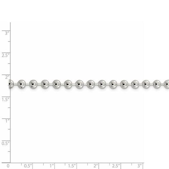 5mm Sterling Silver, Solid Beaded Chain Necklace, 22 Inch